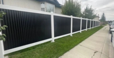 Black fence in front of house